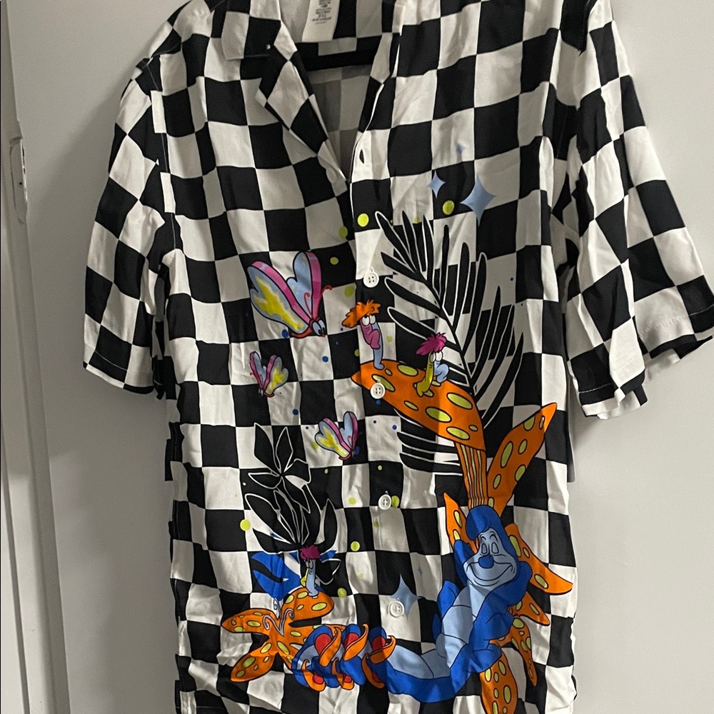 Vibrant Black and White Checkered Men's Shirt